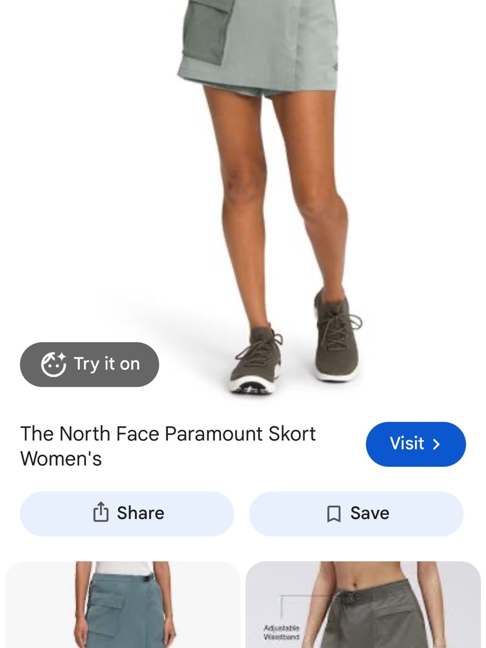 The North Face Women's Skort in Light Gray with Cargo Pocket - Picture 2 of 12